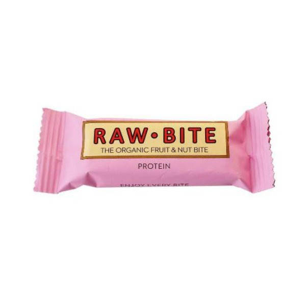 Baton nutritiv cu proteine (fara gluten si lactoza) Raw Bite BIO – 50 g driedfruits.ro/ Biscuiti vegani & Budinci & Snacks